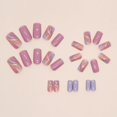 thumbnail image 4 of 24 Pcs Pink Press on Nails Medium Square - Fake Nails Press ons Roland Purple Glitter Ripple Nail Tips Full Cover False Nails with Designs Artificial Acrylic Nail Kit Art for Women Manicure, 4 of 5