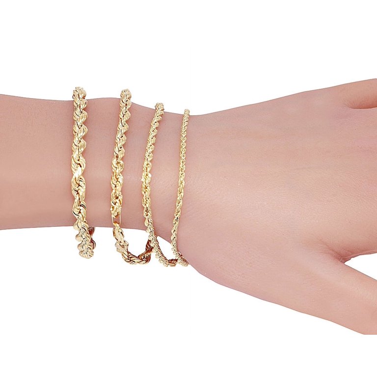 10K Yellow Gold Hollow Rope Chain Bracelet 5MM 7 10K Yellow REAL GOLD Hollow Rope Chain Bracelet 5mm 7 8 main image 0