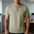 thumbnail image 5 of PNTUTB Summer Tops for Men Button-Down V-Neck T-Shirt Solid-Color Casual Loose Comfortable Breathable Versatile Short-Sleeve T-Shirts, 5 of 7