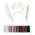 thumbnail image 1 of 24 Pcs Réparation à la Main Tapis de Couture Cuir Toile Courbée et 10 Couleurs Fil Polyester pour Machine à Main/à Coudre, 1 of 8