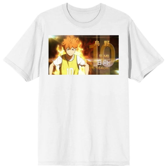 Men's Haikyu Anime Cartoon Shōyō Hinata Character White Graphic Tee-M