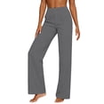 thumbnail image 6 of ClodeEU Women's Linen Cotton Blend High Waisted Wide Leg Pants,Casual Trousers with Pockets a-Gray,Women's Plus M, 6 of 7