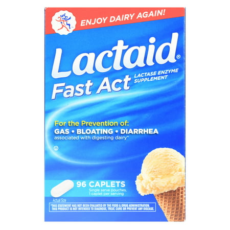 Lactaid Fast Act Lactose Intolerance Caplets, 96 Travel Packs of