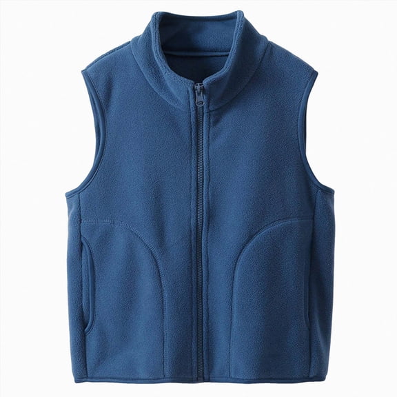 Xyant Boys Girls Sherpa Fleece Vest Toddler Kids Fall Winter Full Zip Fuzzy Outerwear Jacket with Pockets (Navy,13-14 Years)