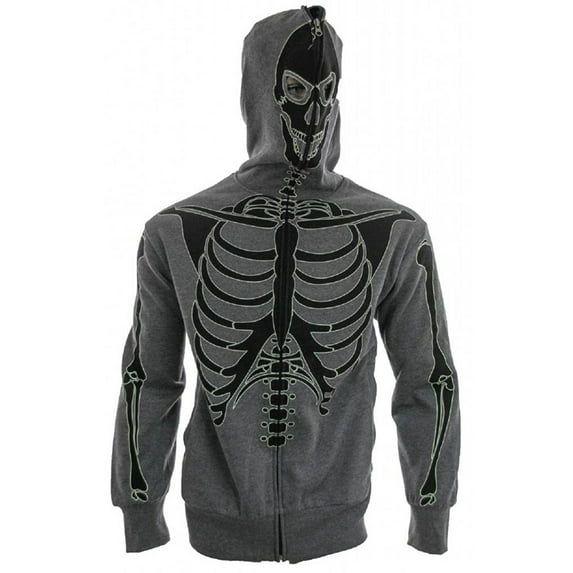 Full-Zip Up Glow in the Dark Skeleton Sweatshirt Hoodie