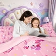 thumbnail image 5 of Manfei Animal Axolotl 7-Piece King Bedding,Watercolor Amphibian King Bed in a Bag,Pink Reversible, 5 of 7