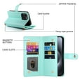 thumbnail image 2 of Allytechgroup Wallet Case for Apple iPhone 16 Pro Max, 9 Cards Holder + Zipper Pocket + Hand Wrist Shockproof Stand Flip Cover RFID Blocking Phone Case for Women Men, Mint, 2 of 7
