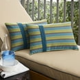 thumbnail image 5 of Sunbrella  Astoria Lagoon Striped Indoor/Outdoor Lumbar Pillow (Set of 2) 12 in h x 24 in w, 5 of 5