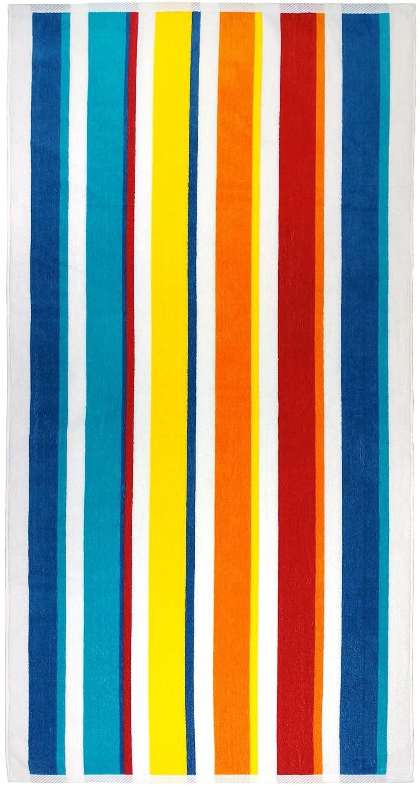 Kaufman 24 Pack 100% Cotton Multicolor Joey Cabana Stripe Beach Pool Towel 32" x 62"