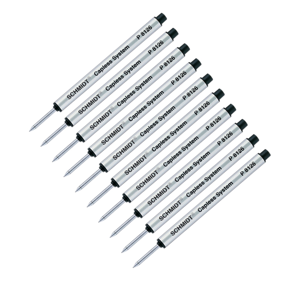 Schmidt P8126 Short Capless Rollerball Refill fits Retro 1951 Tornado (REF57P) - Black, Fine Point 0.6mm, 10 Pack (SC58119)