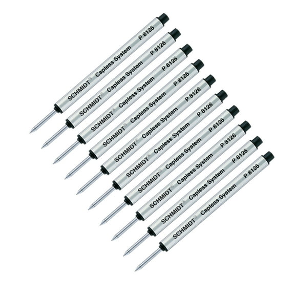 Schmidt P8126 Short Capless Rollerball Refill fits Retro 1951 Tornado (REF57P) - Black, Fine Point 0.6mm, 10 Pack (SC58119)