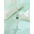 thumbnail image 7 of VESITIM Cross Pendant Necklace Sterling Silver Infinite Rose Flower Necklace Women Faith Jewelry Gift with May Birthstone Created Emerald, 7 of 7