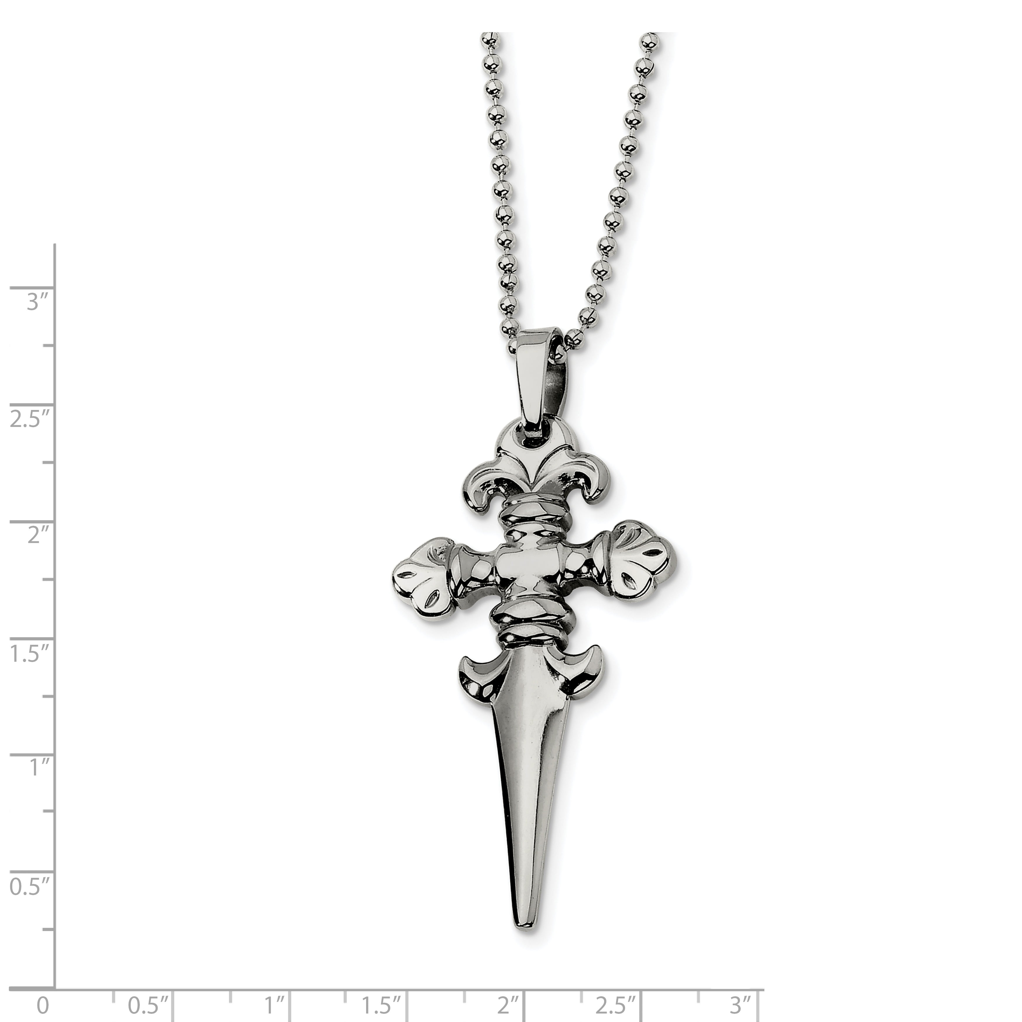 FB JEWELS Solid Stainless Steel Dagger 24in Necklace