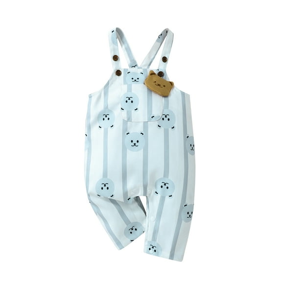 Bagilaanoe Toddler Baby Girl Boy Summer Jumpsuit Sleeveless Bear Print Romper Pleated Overalls 6M 12M 18M 24M 3T Kids Long Pants Casual Outfits