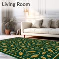 thumbnail image 2 of ODIKA 3'x5' Machine Washable Non-Slip Area Rug, Vintage Ornamental Vine Skirt with Delicate Holly Berry Embellishments High Traffic Rug with Pad, Green, 624404, 2 of 8