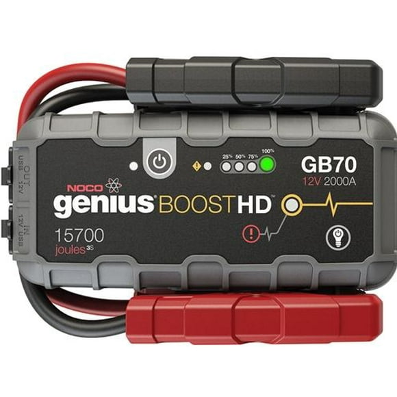 Noco Battery Portable Jump Starter GB70 Boost HD; 12 Volt Batteries; 2000 Amp Peak; One USB Port For Charging Smartphones And Tablets; Up To 20 Jump Starts Per Charge; With Reverse Polarity Protection