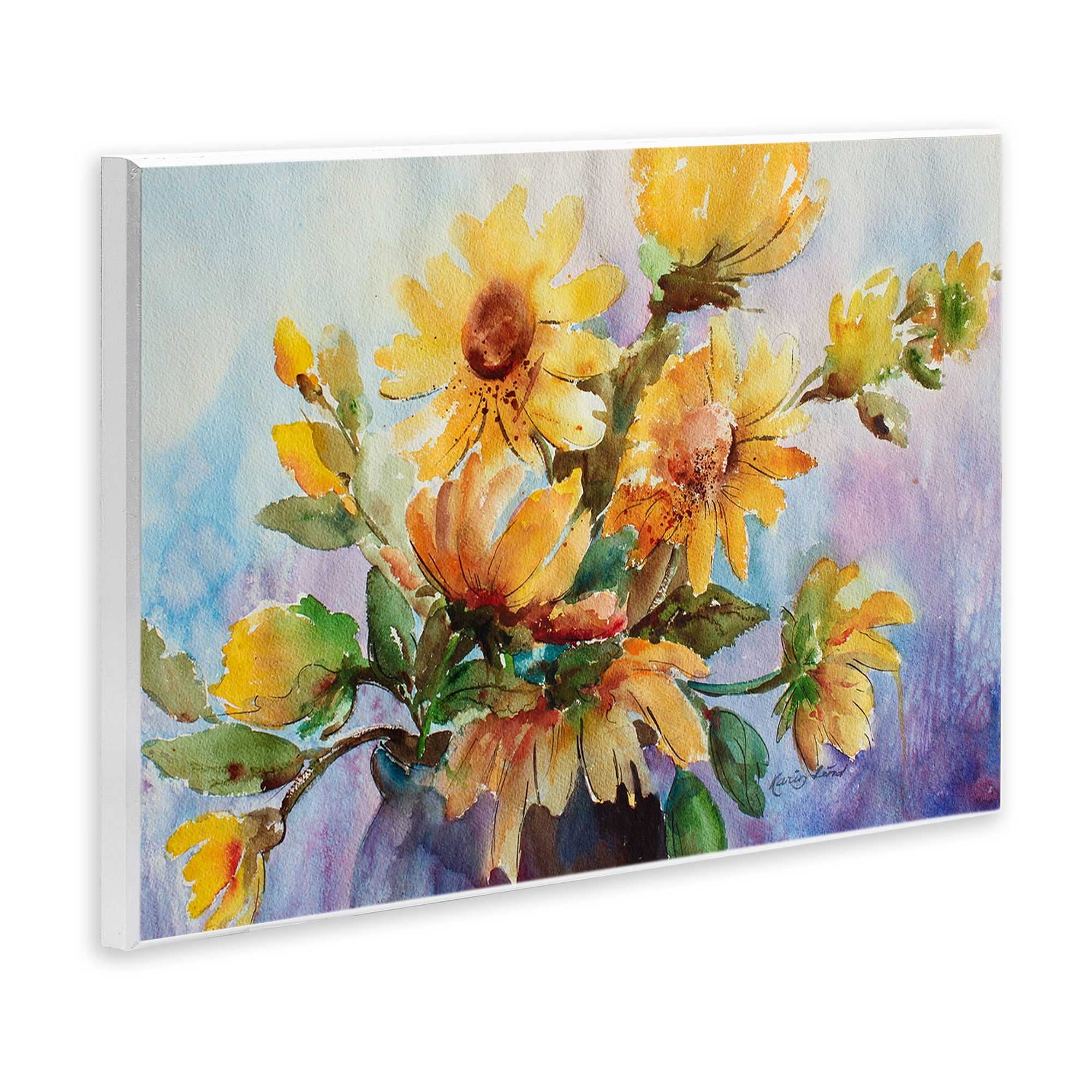 Stupell Industries Watercolor Daisies Vase Botanical & Floral Painting Unframed Art Print Wall Art, 19 x 13