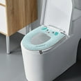 thumbnail image 3 of SHENGXINY Toilet Seat Cover Pads Stretchable Washable, Lovely Foam Warm Washable Non-Slip Universal Toilet Pad Blue 16.5x16.5in, 3 of 6