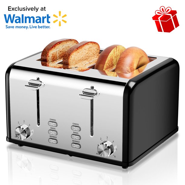 Toaster 4 Slice Toaster Keenstone Stainless Steel Retro Toasters, Bagel
