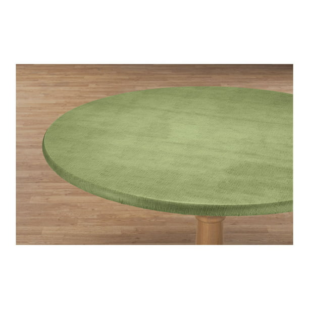 Illusion Weave Vinyl Elasticized Table, Round Fitted Vinyl Table Covers