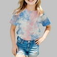 thumbnail image 2 of Cnuiaeg Girls T Shirts Girls' Tie Dye Print Short Sleeve T Shirt Summer Fashion Casual Round Neck Tee for Toddler & Kids Size:6-7 Years, 2 of 4