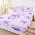 thumbnail image 3 of Castle Fairy Personalized Initial 4-Piece Full Size Sheets,Dreamy Princess Bed Sheets,Purple Bow Lightweight Sheet Sets,Lightweight Kawaii Room Decor, 3 of 7