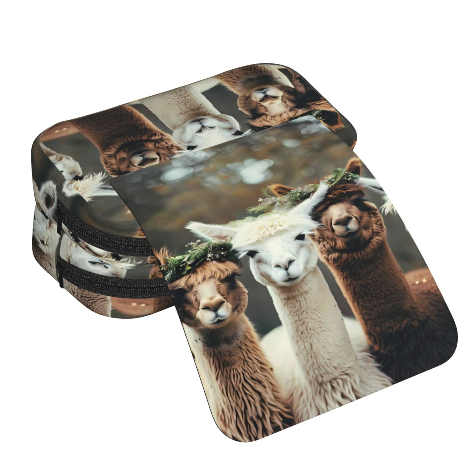 Large-Capacity Flip-Top Double-Layer Pencil Case, Multi-Functional Pocket Pen Case, Durable Stationery Organizer Cute Llamas Alpacas Mysticism (2)
