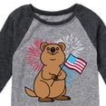 thumbnail image 3 of Instant Message - Quokka with American Flag & Fireworks - Toddler & Youth Raglan Graphic T-Shirt, 3 of 5