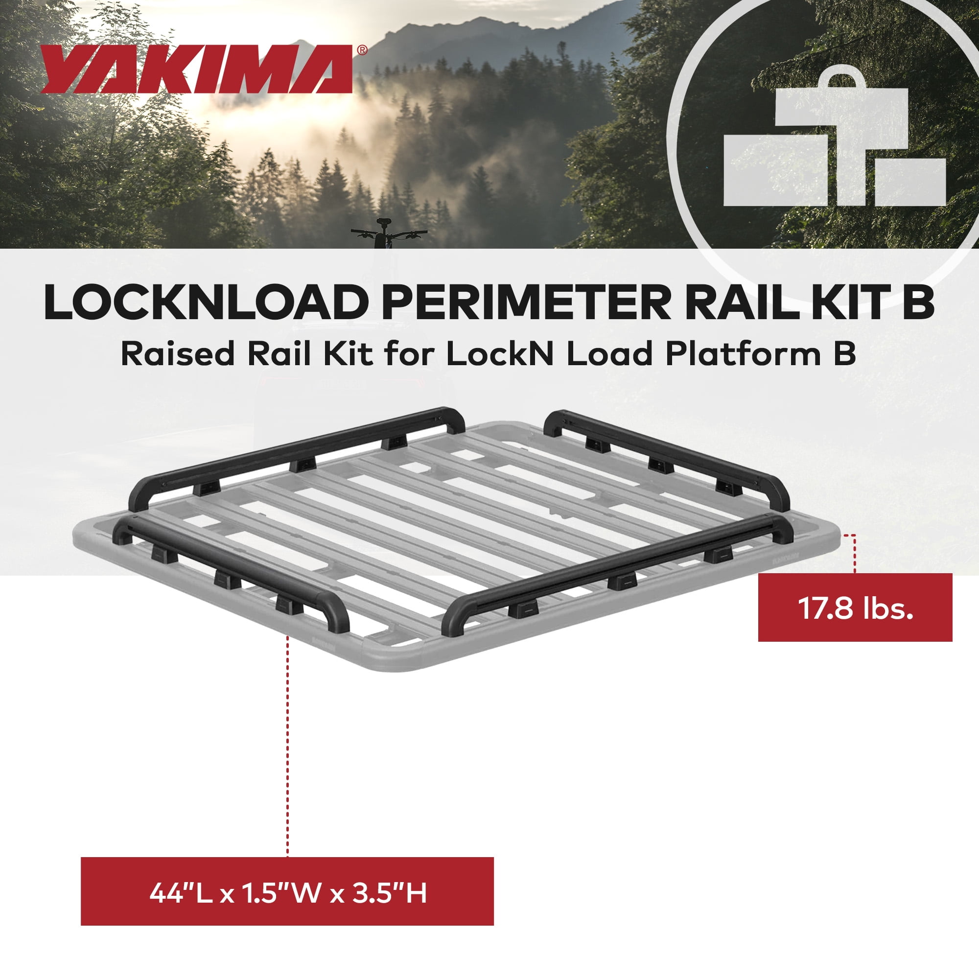 YAKIMA 60 by 54 Inch LockNLoad Perimeter Raised Rail Kit for Roof