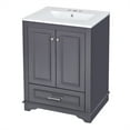 thumbnail image 2 of Mid-Century Bathroom Vanity With Sink, 24 Inch Modern Bathroom Vanities Cabinet With 2 Doors And 1 Drawer, Adjustable Shelves, Wood Frame, Soft Closing, Metal Handles, 2 of 9