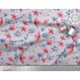 thumbnail image 2 of Soimoi Blue Viscose Chiffon Fabric Flower & Leaves Watercolor Print Fabric by the Yard 42 Inch Wide, 2 of 3