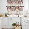 thumbnail image 3 of Orange Blue Leaves Kitchen Curtains Valances and Tiers Set of 3 Fall Leaf Branch Retro Tier Curtains and Valance with Rod Pocket for Small Windows, 27.5"x24", 3 of 9