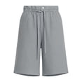 thumbnail image 4 of Hngshg Plus Size Capris for Women Loose Drawstring Button Elastic Waist Solid Color Casual Palazzo Pants Summer Vacation Trousers, 4 of 8