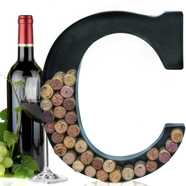 Made Easy Kit Porte-Bouchon à Vin en Métal avec Lettres, Noir, Métal, Ensemble de 1