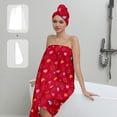 thumbnail image 2 of Colevkie Women 2 Pieces Absorbent Shower Skirt & Hair Drying Cap Bath Wrap Set Adjustable Soft Beach Towel Bath Towel Shower Cap Quick Drying Bathroom Sauna Spa Printed Hearts Pattern, 2 of 8