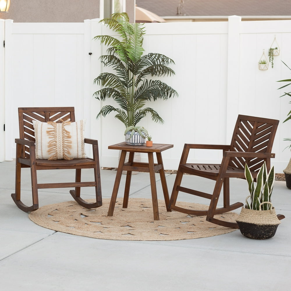Manor Park 3Piece Outdoor Rocking Chair Chat Set, Dark Brown Walmart