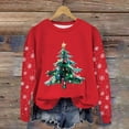 thumbnail image 2 of Womens Christmas Sweatshirt Round Neck Long Sleeve Xmas Graphic Fashion Casual Loose Fit Pullover Tops (L, Red), 2 of 5
