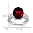 thumbnail image 4 of Auriga Fine Jewelry 14K White Gold 12x10mm Oval Garnet VS Diamond Ring for Women Size-6, 4 of 5