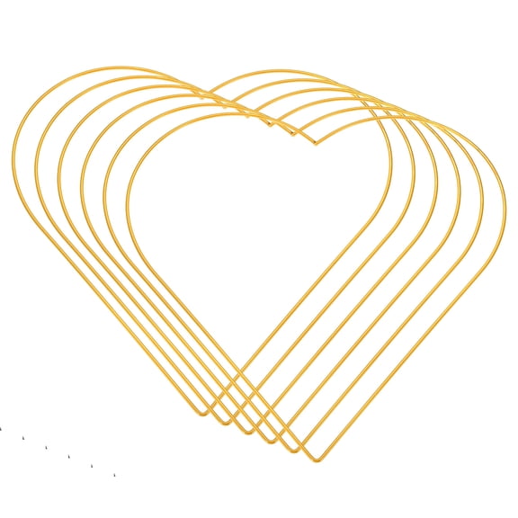 Uxcell 11.8" Heart Dream Catcher Rings, 6 Pcs Metal Macrame Wreath Floral Ring Hoop, Gold Tone