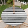 thumbnail image 6 of Round Outdoor Tablecloth with Umbrella Hole and Zipper, Grey Nordic Style Stripes Fitted Table Cover with Elastic Edge for 36-44 Inch, Black Gray Texture Waterproof Patio Tablecoths for Picnic, 6 of 9