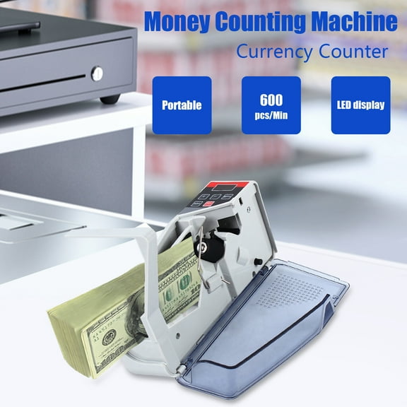 Portable Money Counter Machine Mini Bill Counter Cash Machine 600pcs/min Counter Bills Counting Machine