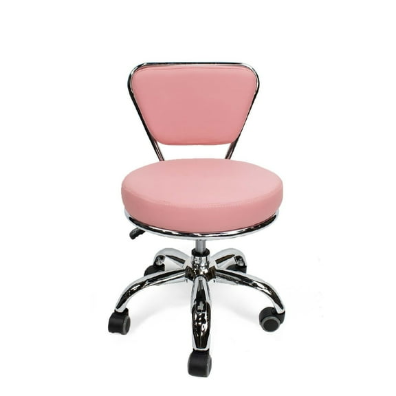 Madison and Park Dayton Short Stool Adjustable 13" to 15" Low Rolling Chair with Backrest, Pink - N/A
