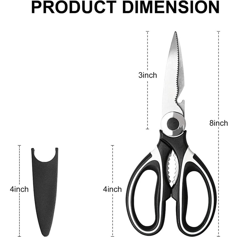 Kitchen Shears Multi Purpose Strong Stainless Steel Kitchen Utility Scissors with Cover Poulry,Fish, Meat, Vegetables Herbs, Bones, Dishwasher Safe