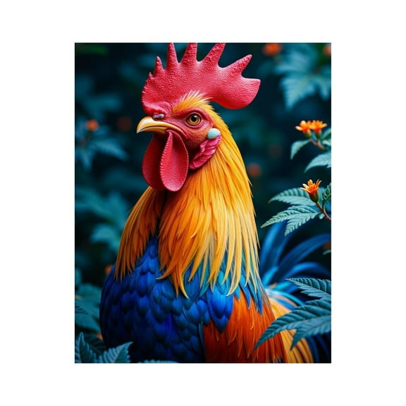 Paint by Numbers Kit for Adults, Radiant Rooster Amidst Foliage Paint by Numbers, Easy Paint by Numbers Kit for Adults Beginner, DIY Adult Paint by Number Kits on Canvas, Home Decor