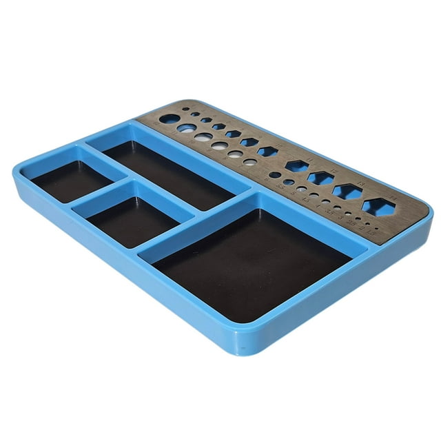 Mistaha Blue Magnetic Parts Tray for Aircraft/Car/Ship Models Repair - Special Tool Organizer with Magnetic Base, Multiple Round/Hexagonal Holes, Durable Design