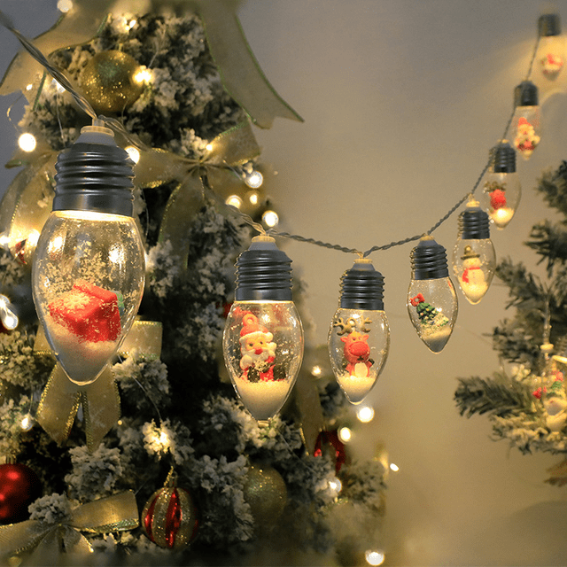 Cadena de luces LED para decoración navideña, Papá Noel, muñeco de nieve, árbol de Navidad, caja de regalo, luz para disfrazarse