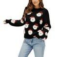 thumbnail image 3 of Winter Sweaters for Women Casual For Long Sleeve Pullover Cute Fuzzy Santa Pattern Crew Neck Loose Sweaters Features: Ugly Christmas Sweaters, 3 of 9