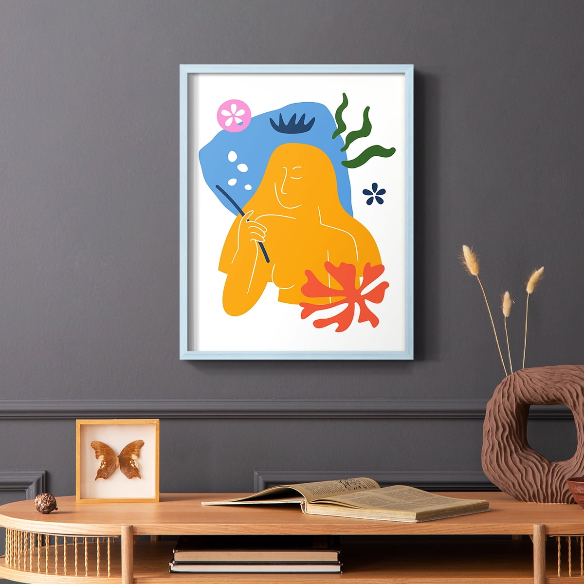 Matisse CDLVI in Blue Solid Wood Framed Print No Nail Hanging