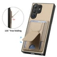 thumbnail image 2 of SaniMore for Samsung Galaxy S23 Ultra Case, PU Leather Carbon Fibre Anti-scratch Adjustable Stand Card Slots [RFID Blocking] Shockproof Anti-fall Anti-fingerprint Wallet Shell for Men Women, Khaki, 2 of 10