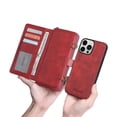 thumbnail image 2 of ELEHOLD for iPhone 14 Pro Flip Leather Wallet Case with Large Capacity 13 Card Slots Zipper Pocket Kickstand Magnetic Detachable Case Crossbody Shoulder Strap Shockproof Protective 6.1 inch,Red, 2 of 8